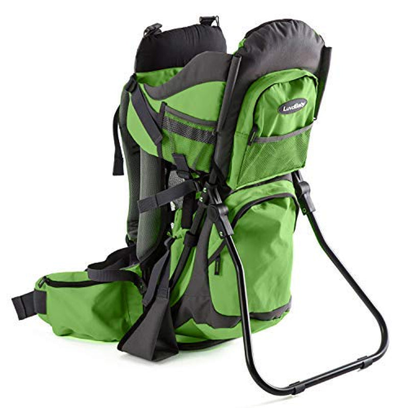 Premium Hiking Baby Carrier Backpack - Ergonomic Toddler Carrier with Sun/Rain Hood & Diaper Pad - Comfortable Outdoor Travel Pack for Active Parents