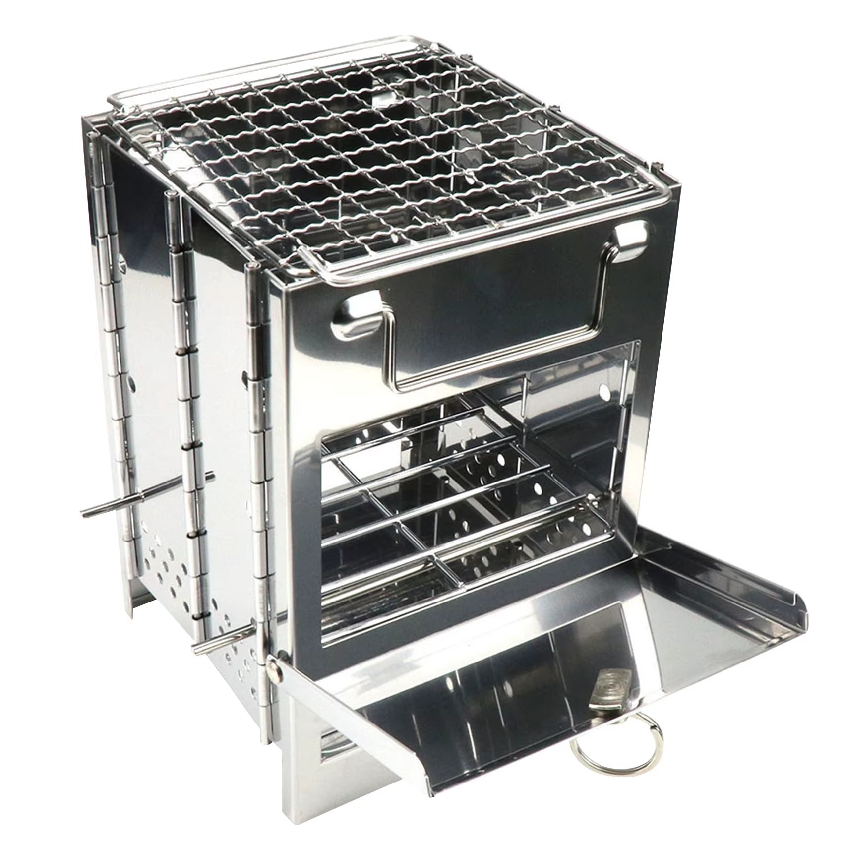 Portable Stainless Steel Foldable Camping Stove - Lightweight Collapsible Survival Stove for Cooking, BBQ, and Picnics