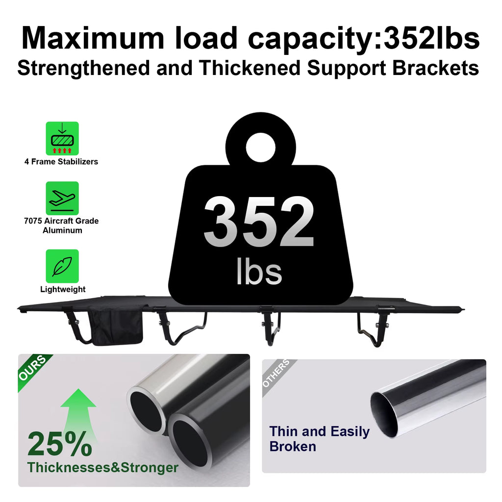 Ultralight Portable Camping Cot - Supports Up to 352lbs - Perfect for Backpacking and Outdoor Adventures!