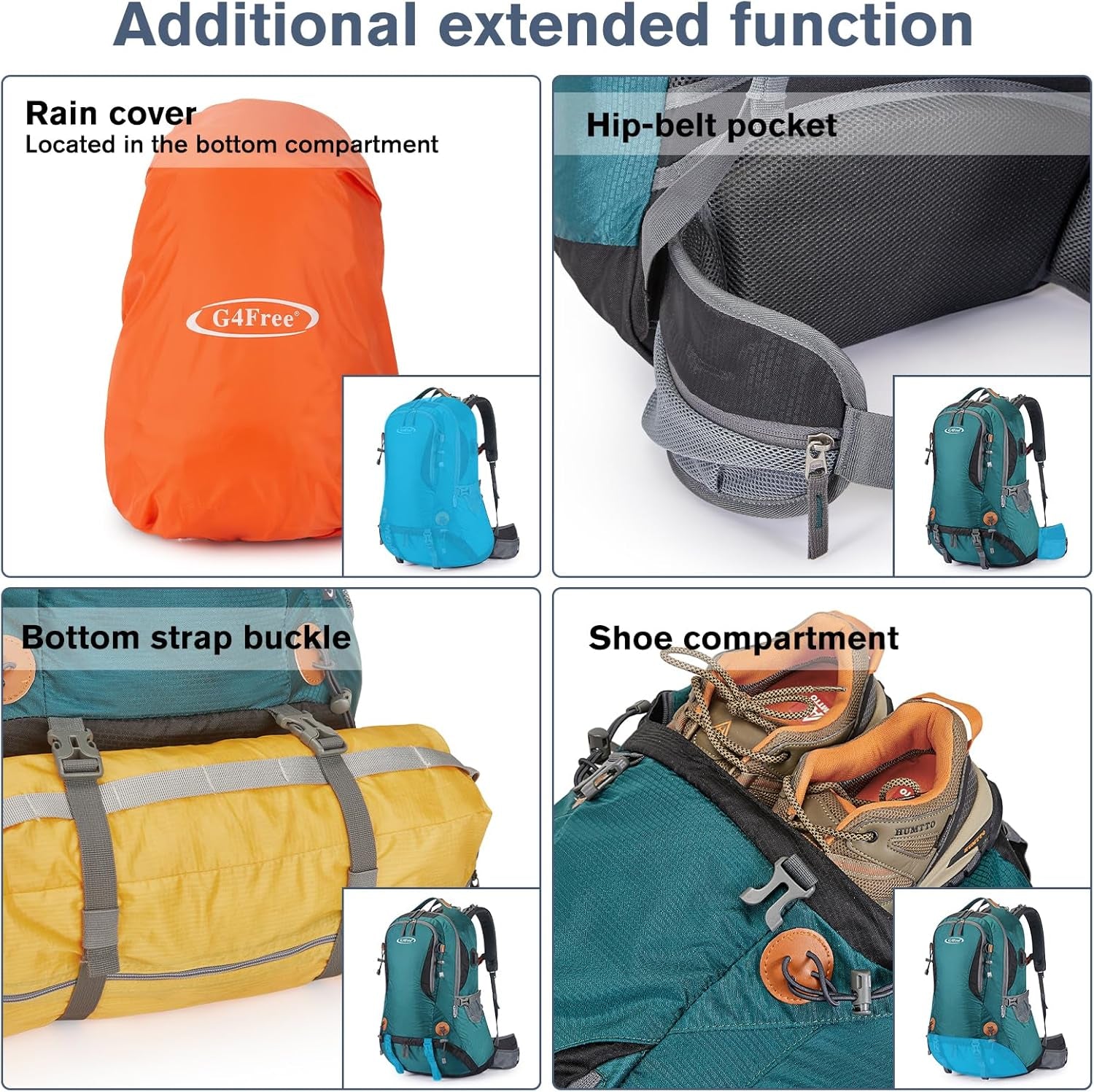 50L Large Capacity Hiking Backpack - Waterproof Internal Frame Rucksack for Camping & Climbing - Heavy Duty Daypack with Rain Cover for Men