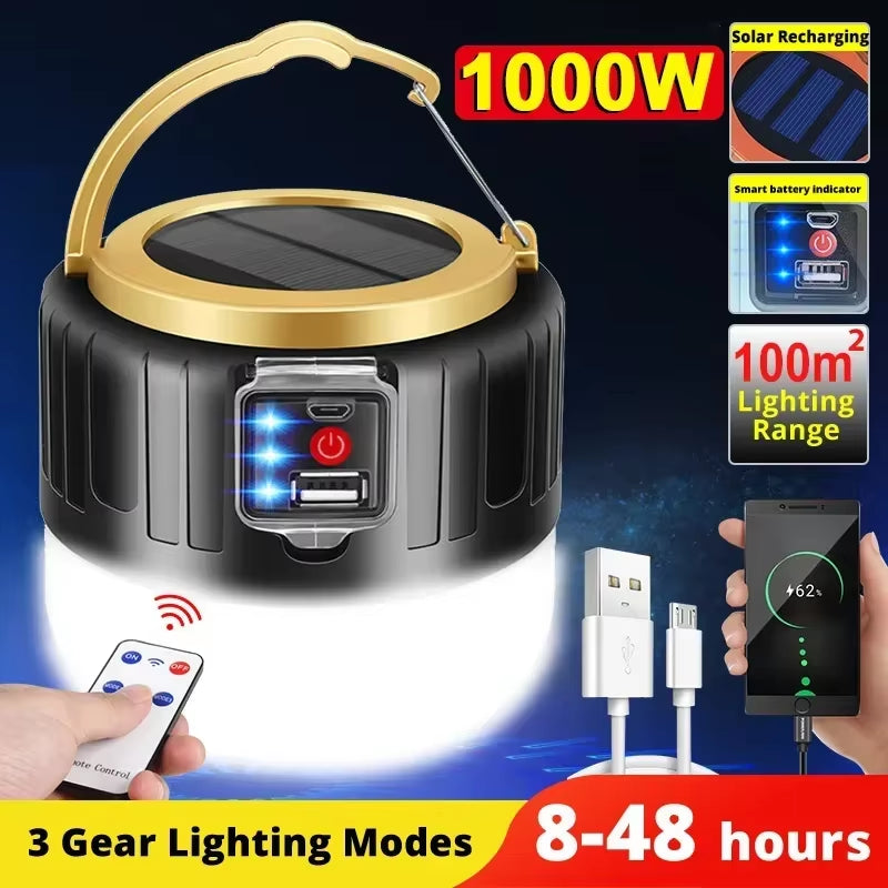 Solar Rechargeable LED Camping Light | Waterproof Portable Emergency Tent Lantern