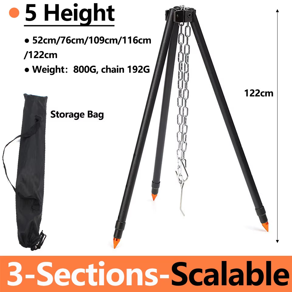 Adjustable Aluminum Camping Tripod for Outdoor Cooking & Grilling