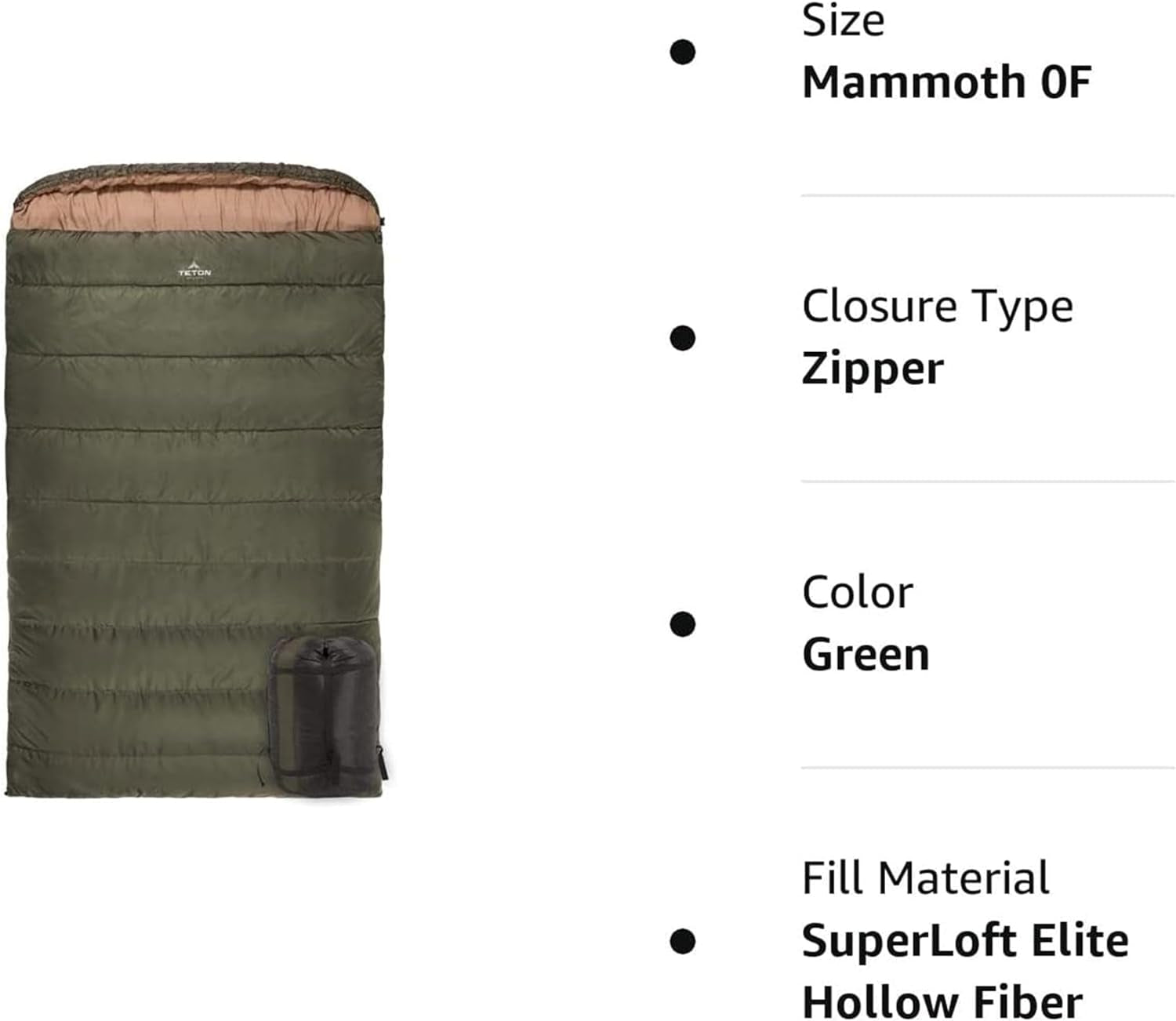 Mammoth Queen Size Double Sleeping Bag - 2-Person Family Camping Bag - Extra Large Warm Sleep System for Couples & Base Camp