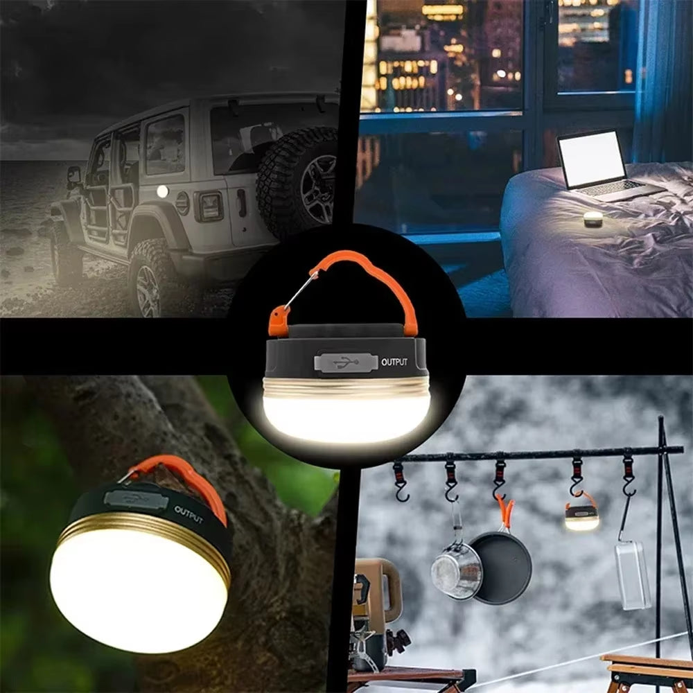 10W Portable LED Tent Lantern - USB Rechargeable 1800mAh Battery Camping Light - Hanging Night Lamp for Hiking & Emergency Power