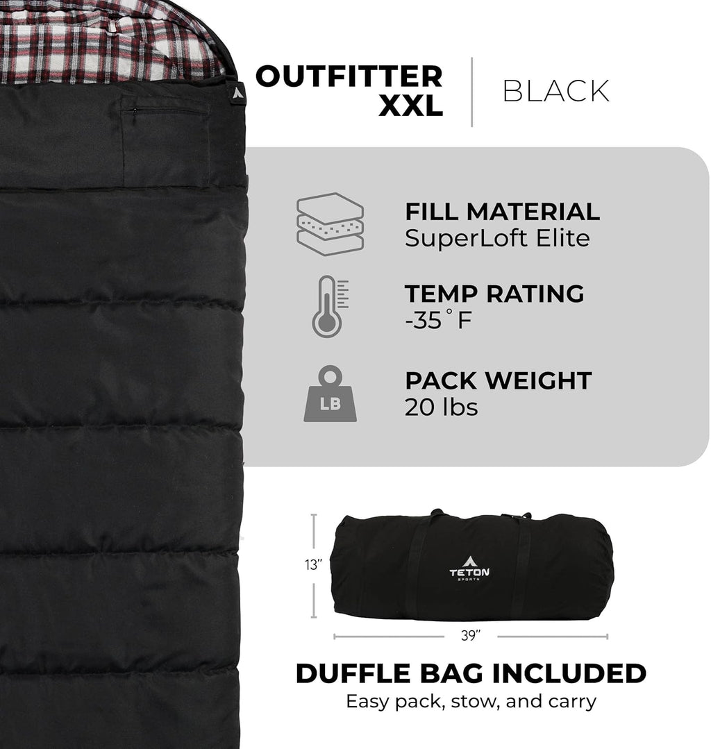 Celsius XXL Oversized Sleeping Bag - Cold Weather Adult Sleeping Bag for Camping - 0°F / 20°F / 35°F Rated Warm Gear with Compression Sack