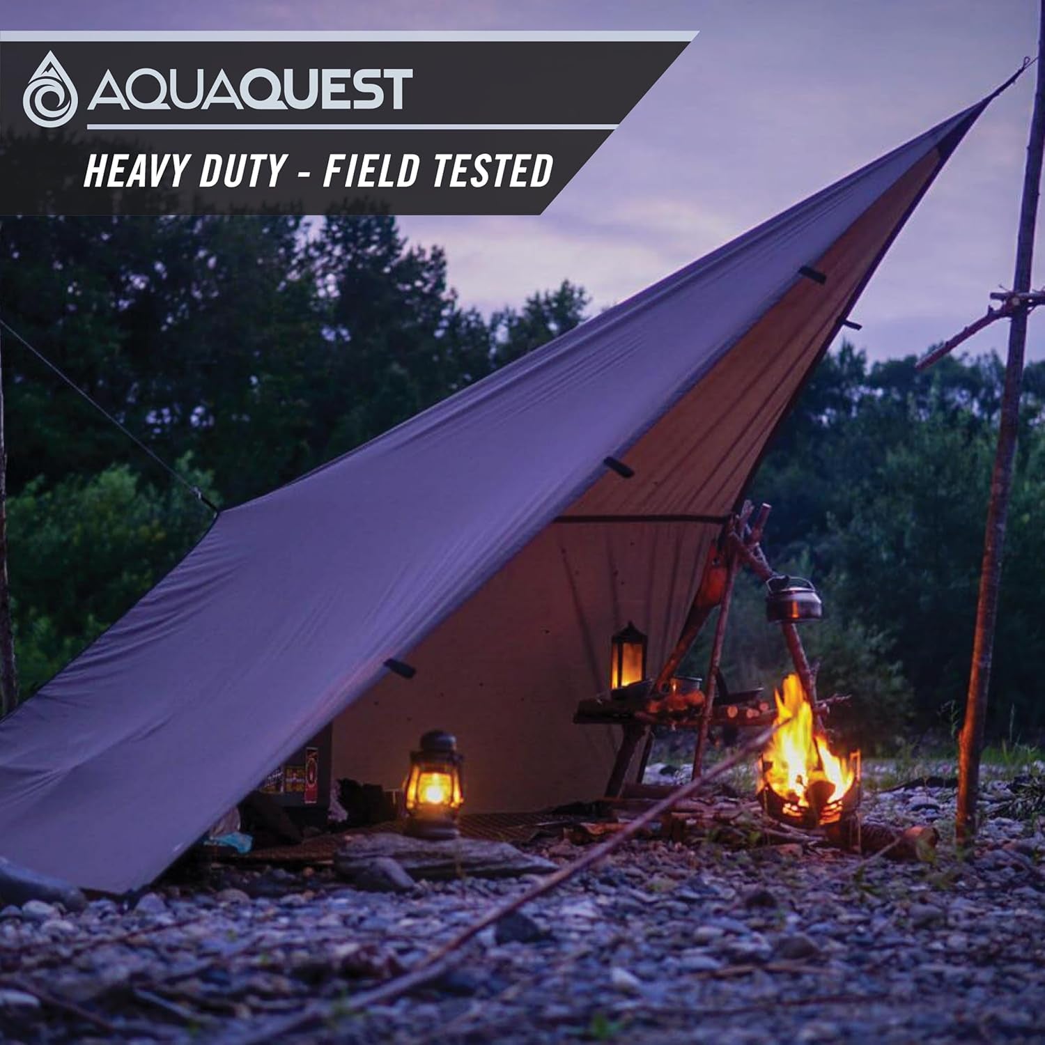 Ultimate Survival Tarp - 100% Waterproof (20,000mm) Heavy Duty Rain Fly - Seam-Taped Emergency Shelter for Bushcraft & Camping Defense