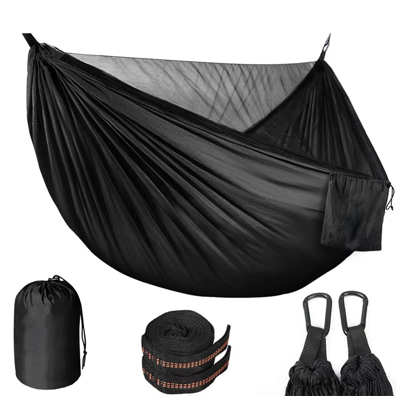 Lightweight Parachute Nylon Camping Hammock with Mosquito Net | Portable Backpacking & Travel Gear