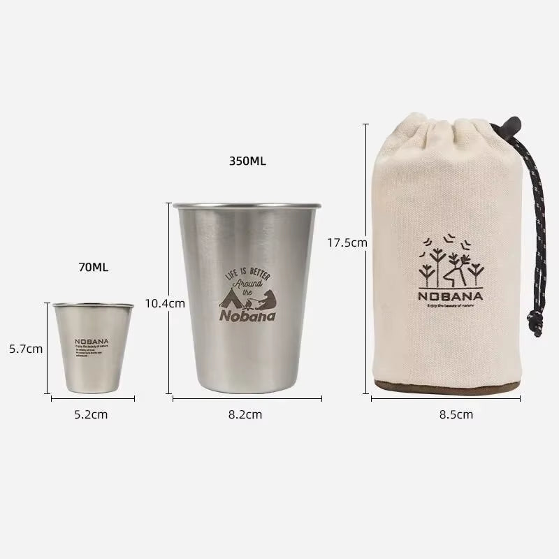 Premium 304 Stainless Steel Camping Cup Set - Portable Travel Coffee & Beer Cups for Outdoor Adventures - Available in 4, 6, or 8 Pieces