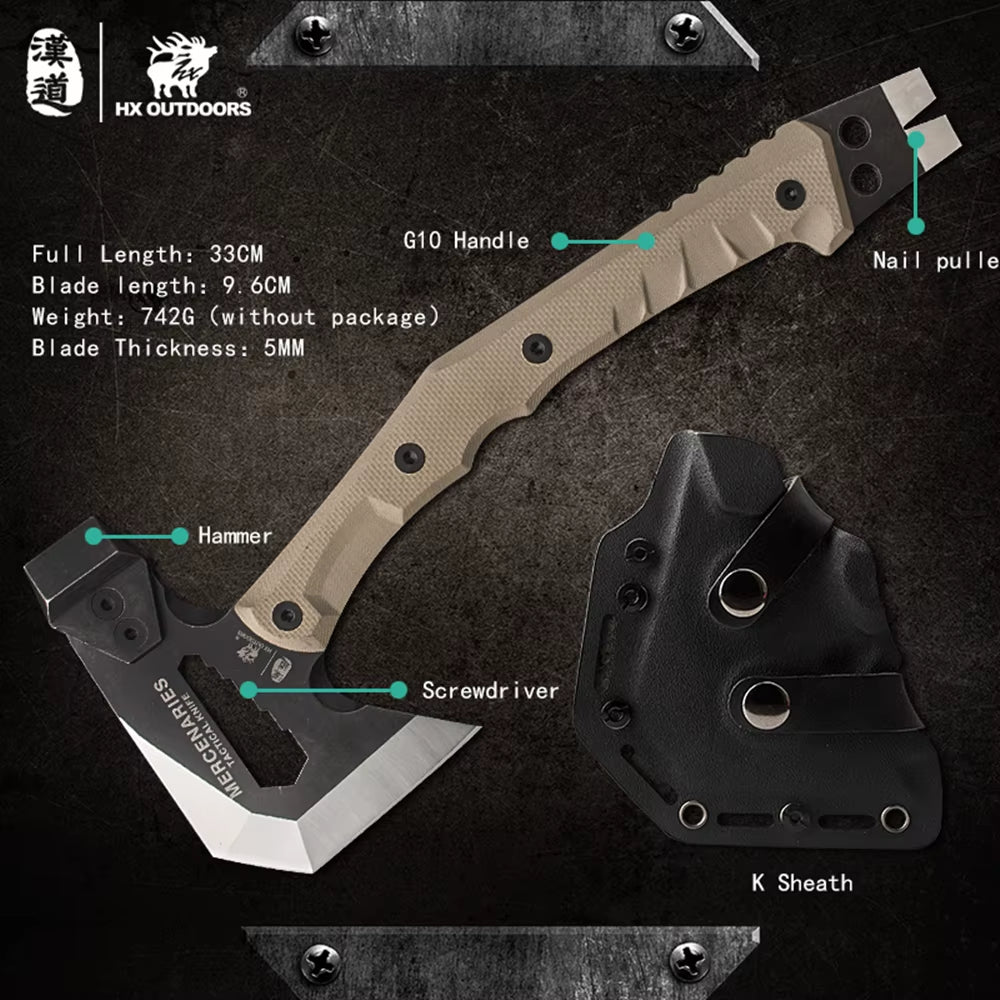 Mercenarys Full Tang Camping Survival Touris Axe Hatchet Tactical Multifunctional Hunting Tools Tomahawk Hammer