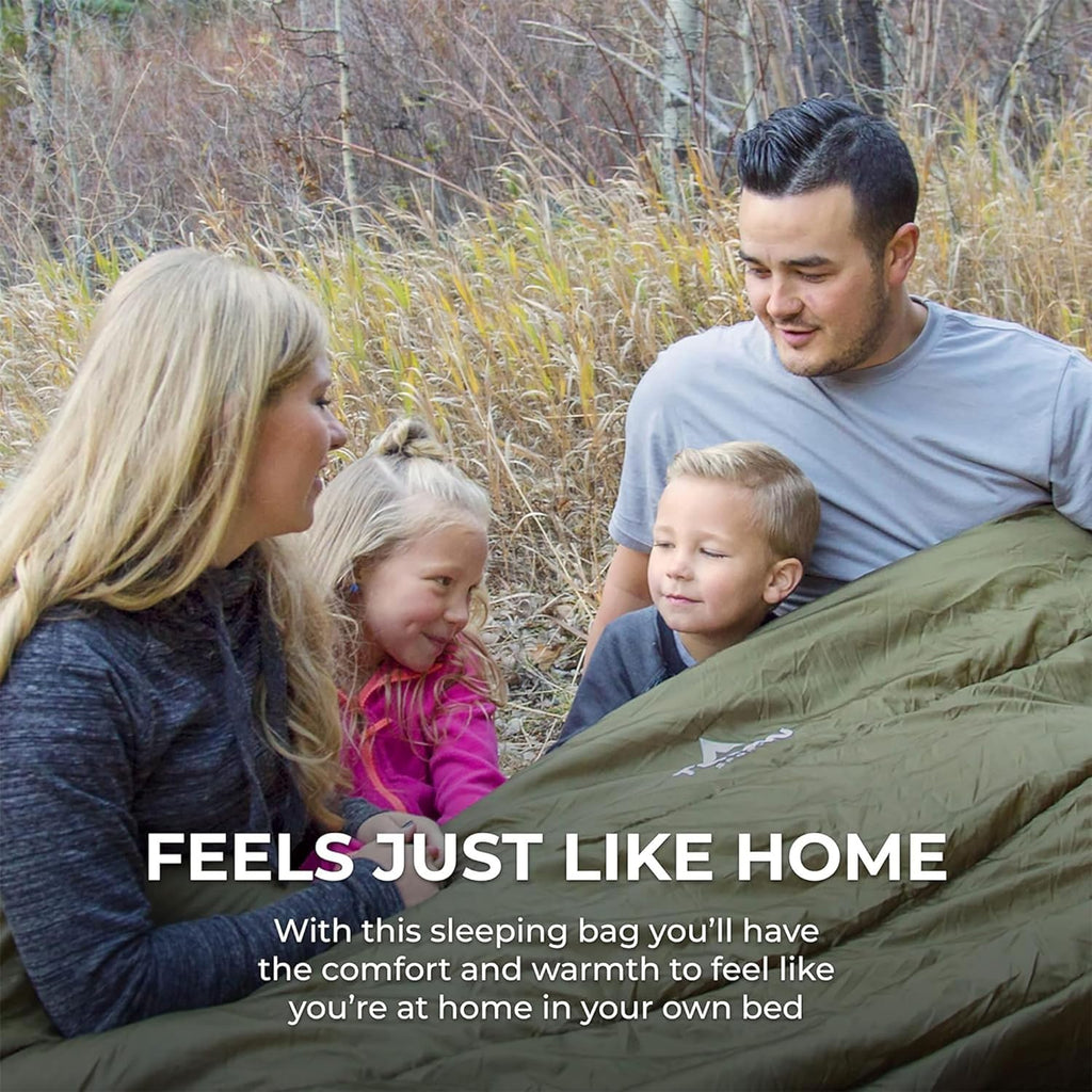 Mammoth Queen Size Double Sleeping Bag - 2-Person Family Camping Bag - Extra Large Warm Sleep System for Couples & Base Camp