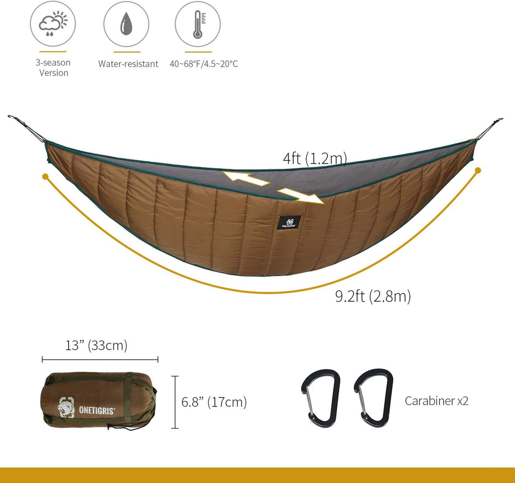 Full Length Hammock Underquilt - 4 Season Lightweight Insulated Blanket for Camping & Backpacking - Warm Hideout Gear for Outdoor Sleep System