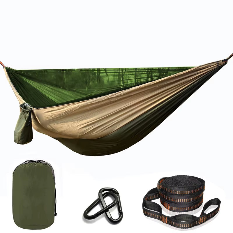 Lightweight Parachute Nylon Camping Hammock with Mosquito Net | Portable Backpacking & Travel Gear
