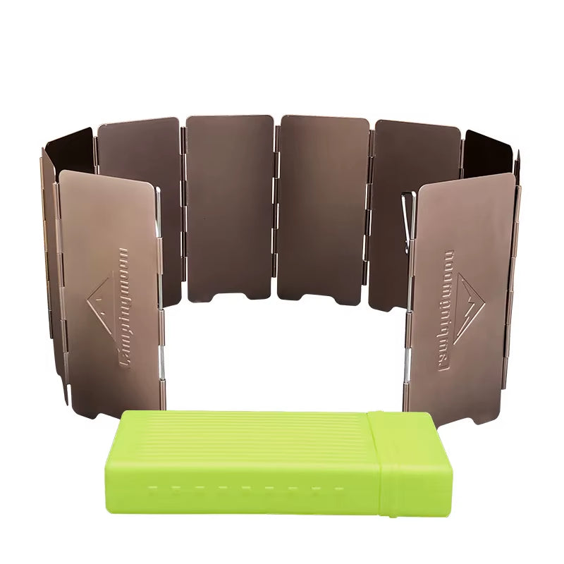 10-Pack Bronze Folding Outdoor Camping Gas Stove Windshield - Durable Aluminium Alloy Cooking Shield