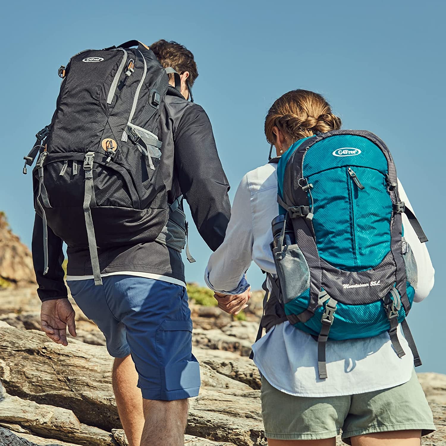 50L Hiking Backpack Waterproof Daypack Outdoor Camping Climbing Backpack with Rain Cover for Men Women
