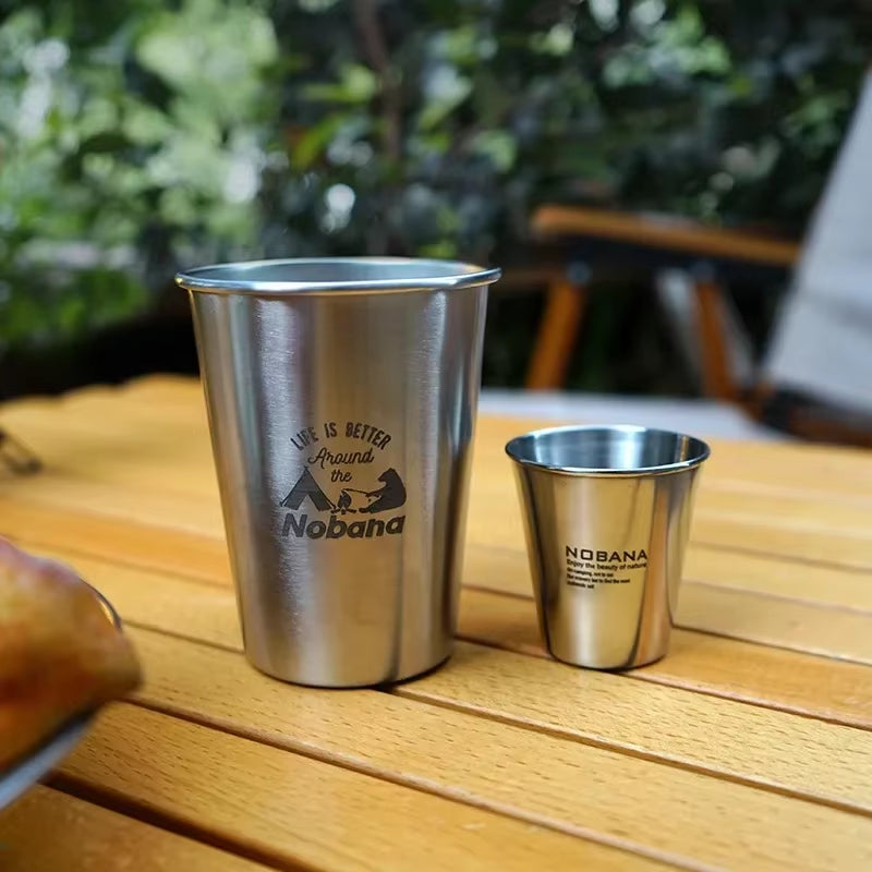 Premium 304 Stainless Steel Camping Cup Set - Portable Travel Coffee & Beer Cups for Outdoor Adventures - Available in 4, 6, or 8 Pieces