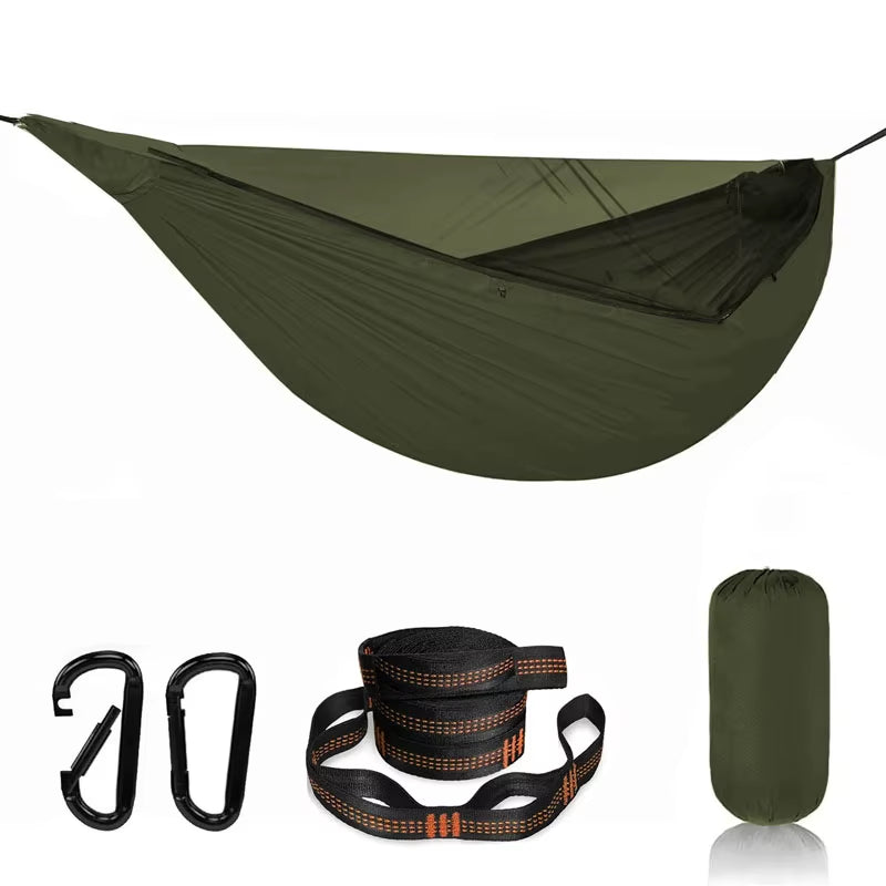 Lightweight Parachute Nylon Camping Hammock with Mosquito Net | Portable Backpacking & Travel Gear