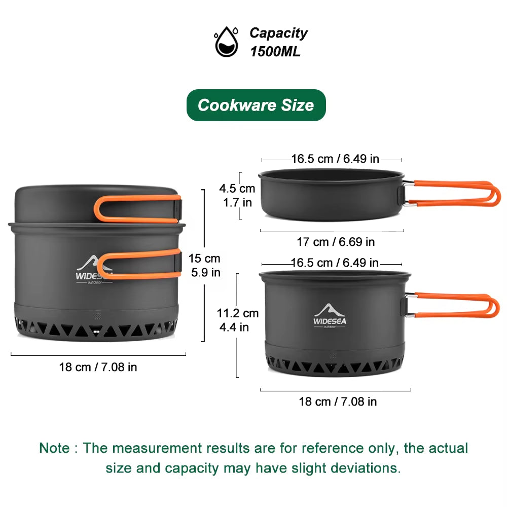 Full Outdoor Cookware Set - Stackable Camping Pots & Kettle with Coffee Filter - Portable Kitchen Gear for Hiking, Picnic & Group Travel