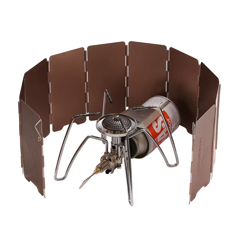 10-Pack Bronze Folding Outdoor Camping Gas Stove Windshield - Durable Aluminium Alloy Cooking Shield