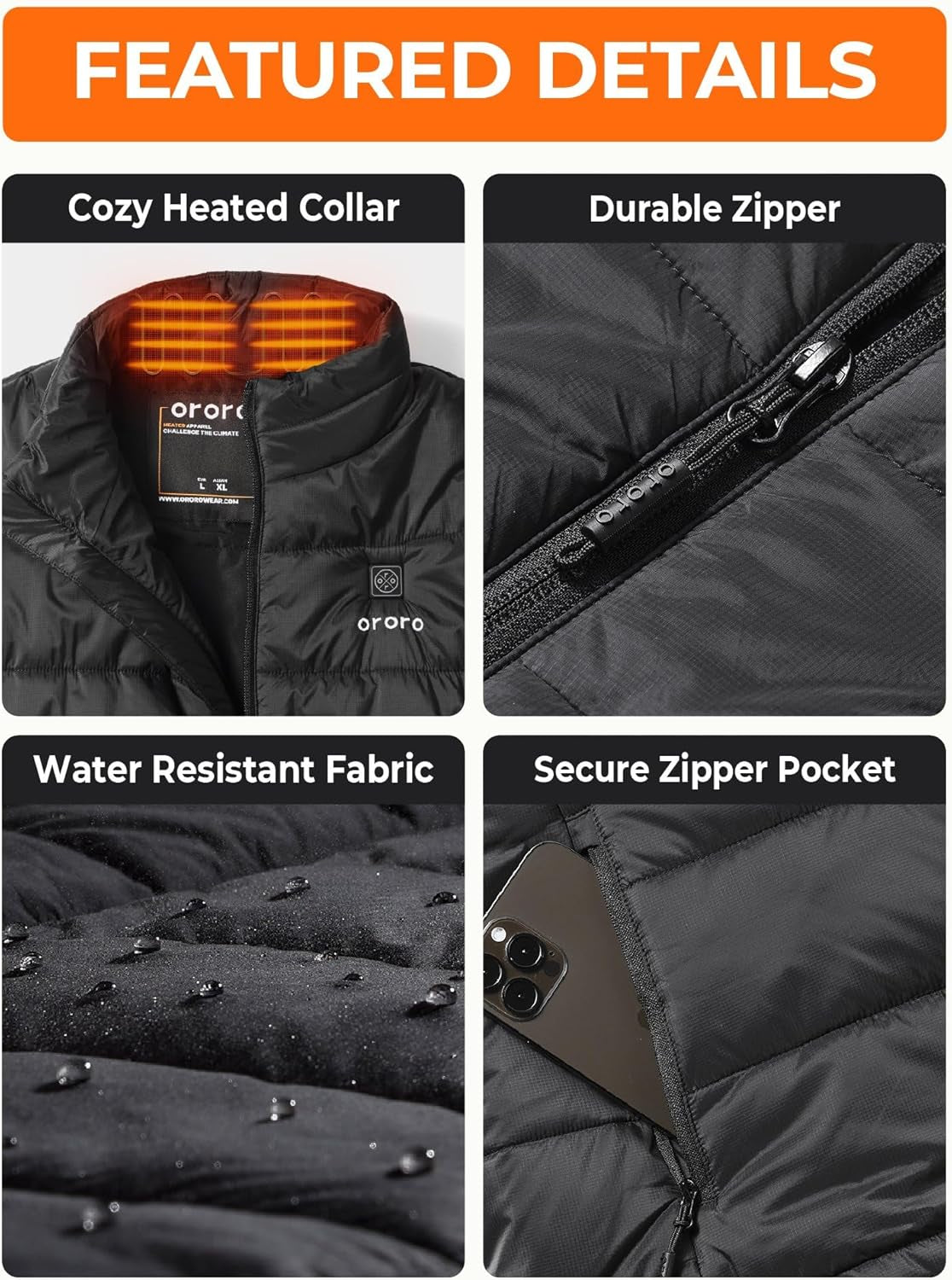 Lightweight Heated Vest for Men - USB-C Rechargeable Puffer Heating Vest with Battery - Classic Thermal Body Warmer for Winter Hiking