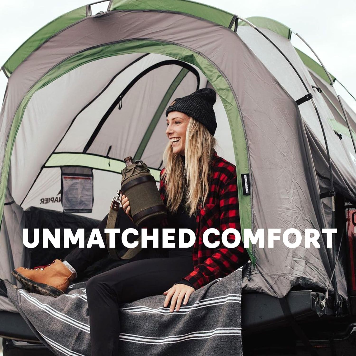 Backroadz Pickup Truck Bed Tent - 2-Person Portable Truck Camping Shelter with Rainfly - Easy 10-Minute Setup Gear for Gray/Green Truck Bed
