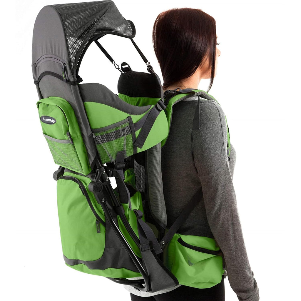 Premium Hiking Baby Carrier Backpack - Ergonomic Toddler Carrier with Sun/Rain Hood & Diaper Pad - Comfortable Outdoor Travel Pack for Active Parents