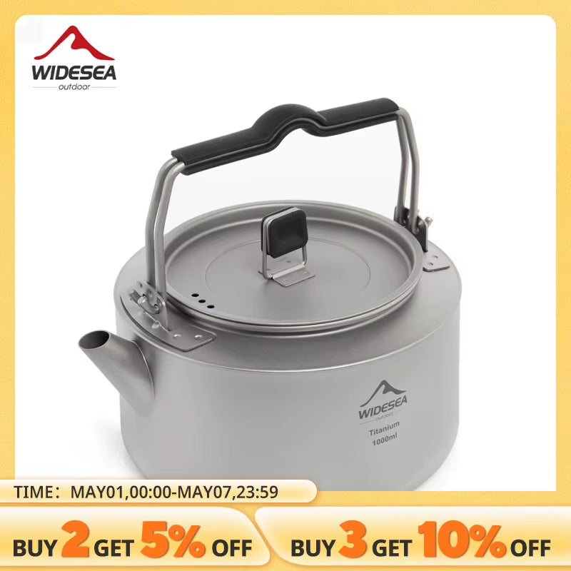 Full Outdoor Cookware Set - Stackable Camping Pots & Kettle with Coffee Filter - Portable Kitchen Gear for Hiking, Picnic & Group Travel