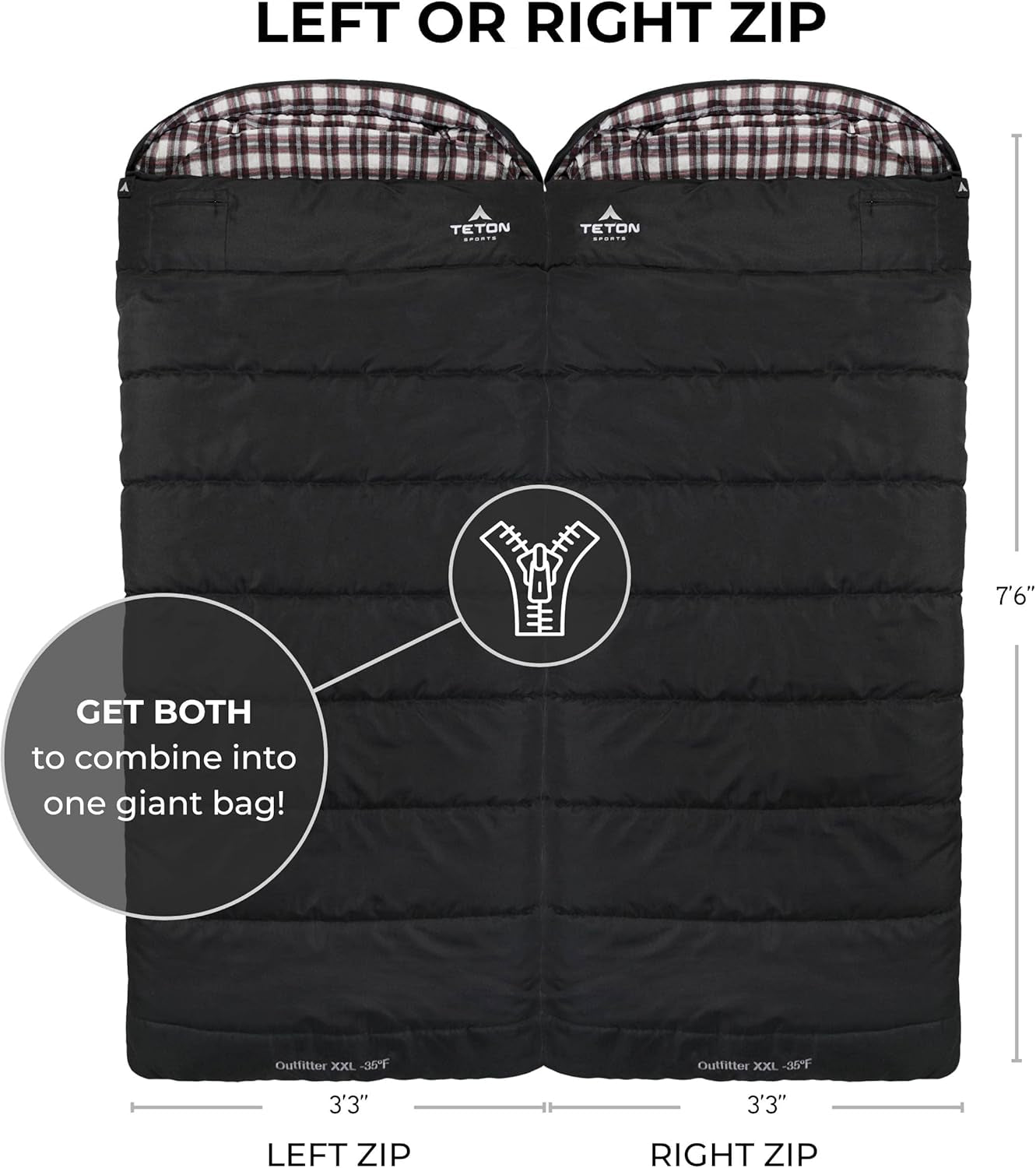 Celsius XXL Oversized Sleeping Bag - Cold Weather Adult Sleeping Bag for Camping - 0°F / 20°F / 35°F Rated Warm Gear with Compression Sack