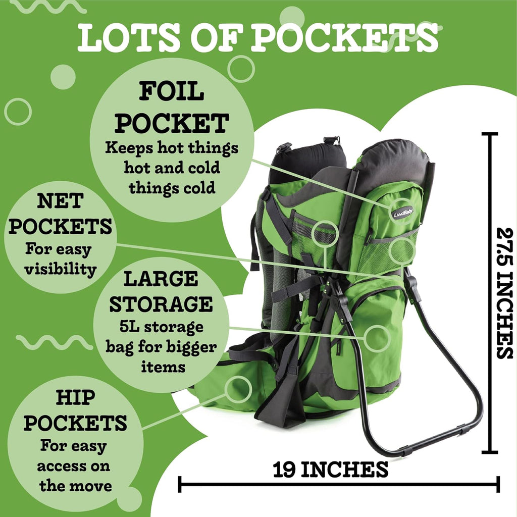Premium Hiking Baby Carrier Backpack - Ergonomic Toddler Carrier with Sun/Rain Hood & Diaper Pad - Comfortable Outdoor Travel Pack for Active Parents