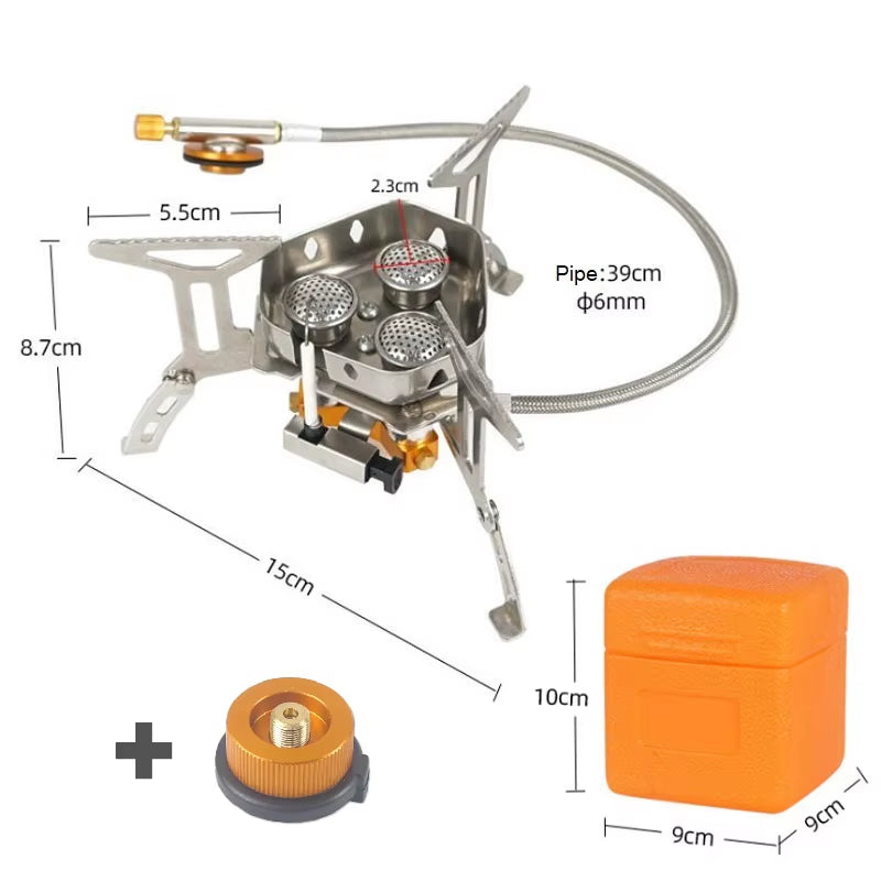 High-Efficiency 3-Burner Windproof Foldable Camping Stove