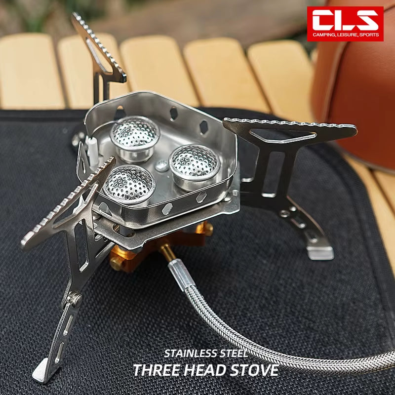 High-Efficiency 3-Burner Windproof Foldable Camping Stove