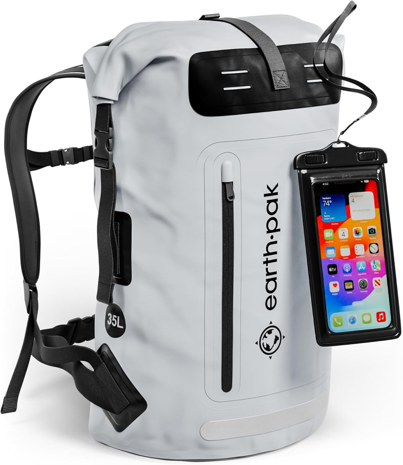 Premium Cushioned Waterproof Backpack - Heavy Duty 100% Dry Bag with Phone Case - Comfortable Roll-Top Rucksack for Water Sports & Extreme Hiking