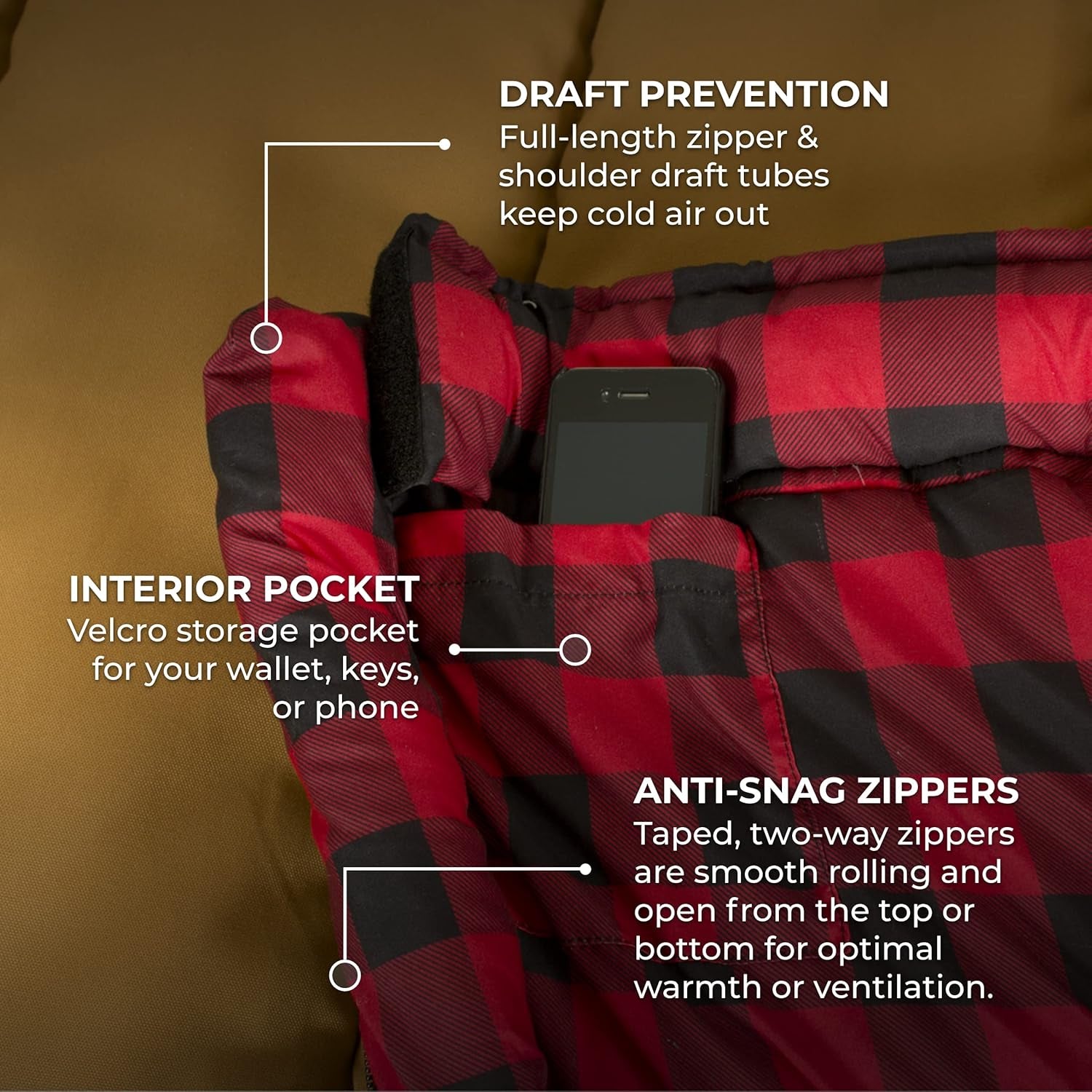 Deer Hunter Heavy Duty Canvas Sleeping Bag - Teton Tough Survival Gear for Hunting & Cold Weather - Warm Cotton Flannel Lined Sleeping Bag