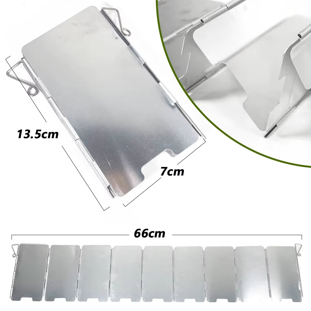 9-Plate Foldable Aluminum Gas Stove Windshield