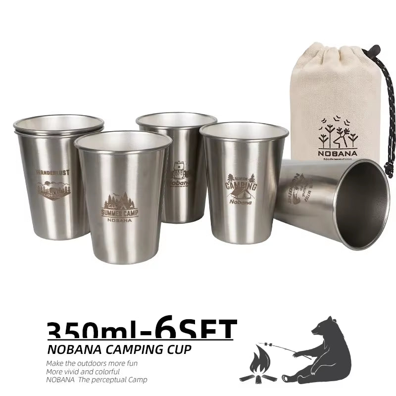 Premium 304 Stainless Steel Camping Cup Set - Portable Travel Coffee & Beer Cups for Outdoor Adventures - Available in 4, 6, or 8 Pieces