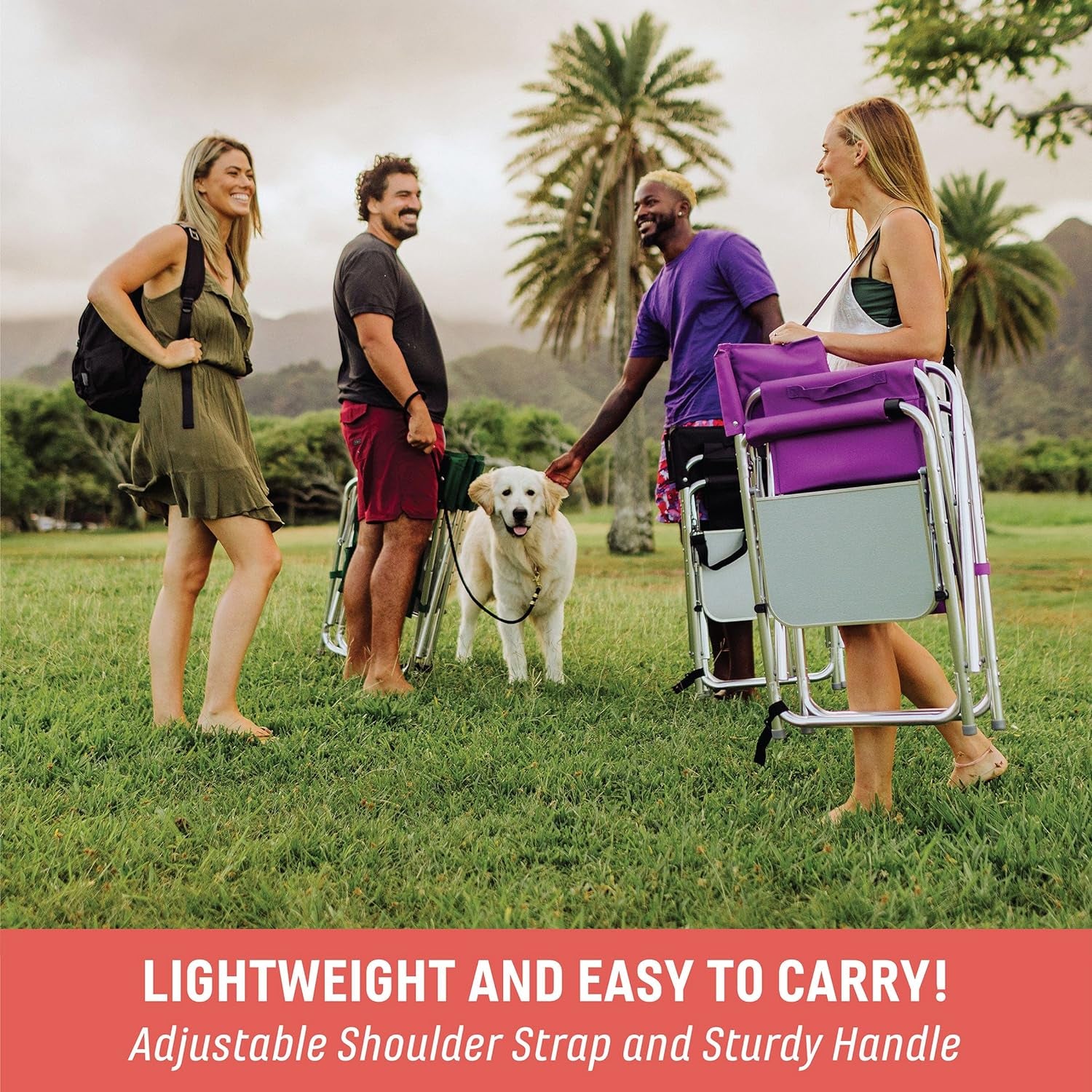 Portable Aluminum Sports Director Chair - Heavy Duty Folding Camping Chair with Side Table & Armrest Caddy - Red Picnic Seating for Adults