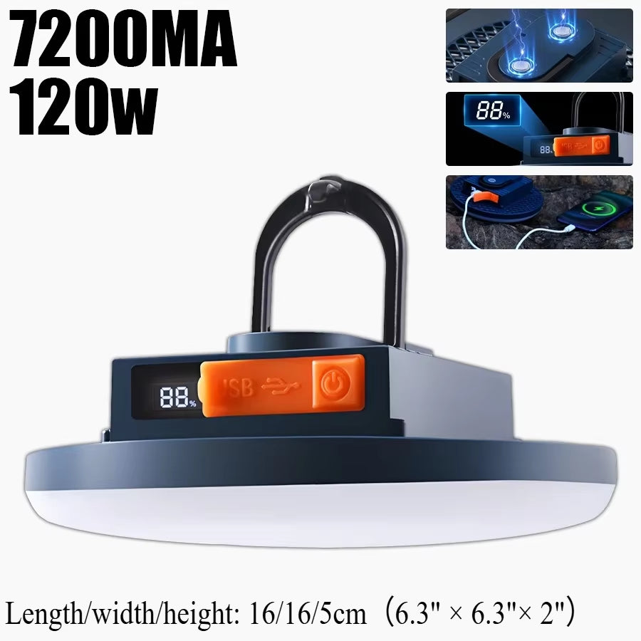 7200mAh Rechargeable Magnetic LED Camping Lantern | Portable Tent Flashlight & Work Light