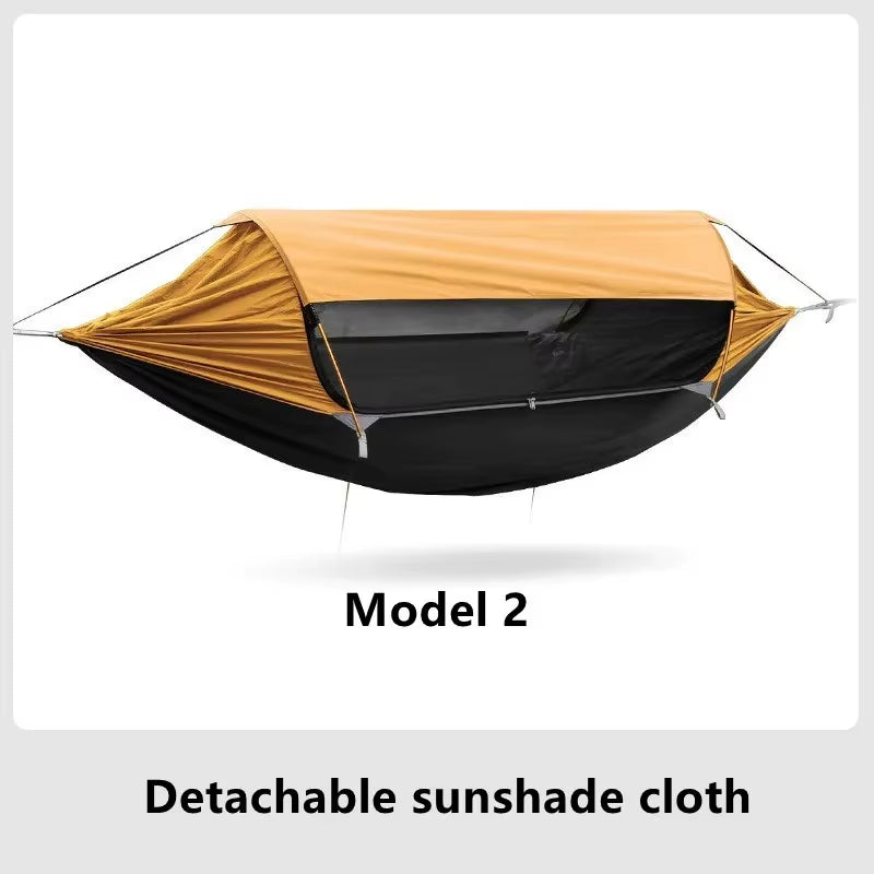 Premium Double Camping Hammock with Mosquito Net & Sunshade | Anti-Roll Portable Gear