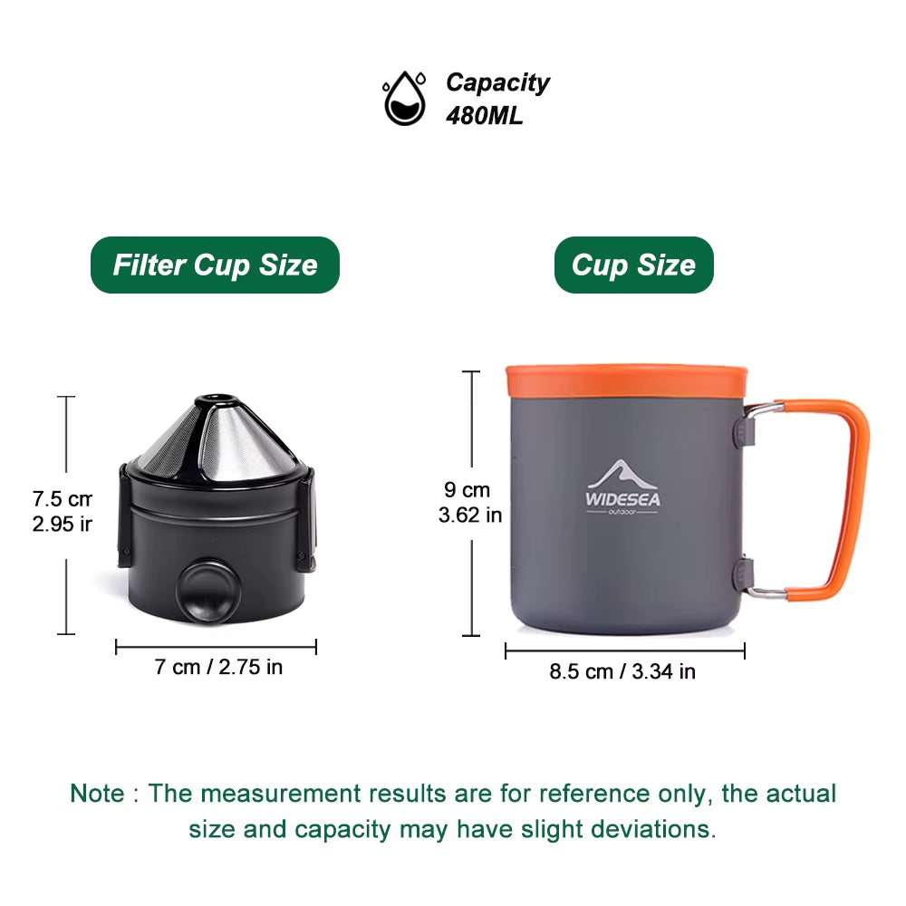 Full Outdoor Cookware Set - Stackable Camping Pots & Kettle with Coffee Filter - Portable Kitchen Gear for Hiking, Picnic & Group Travel