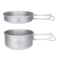 Lightweight Titanium Camping Cookware Set with Folding Handles - Perfect for Hiking and Outdoor Adventures