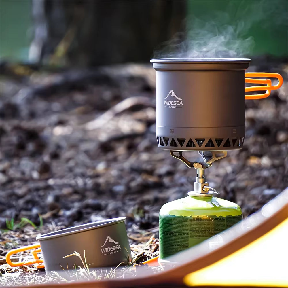 Hard Anodized Aluminum Camping Pot Set - 1.3L & 2.3L Lightweight Cookware - Heat-Resistant Travel Kitchen Utensils for Outdoor Cooking