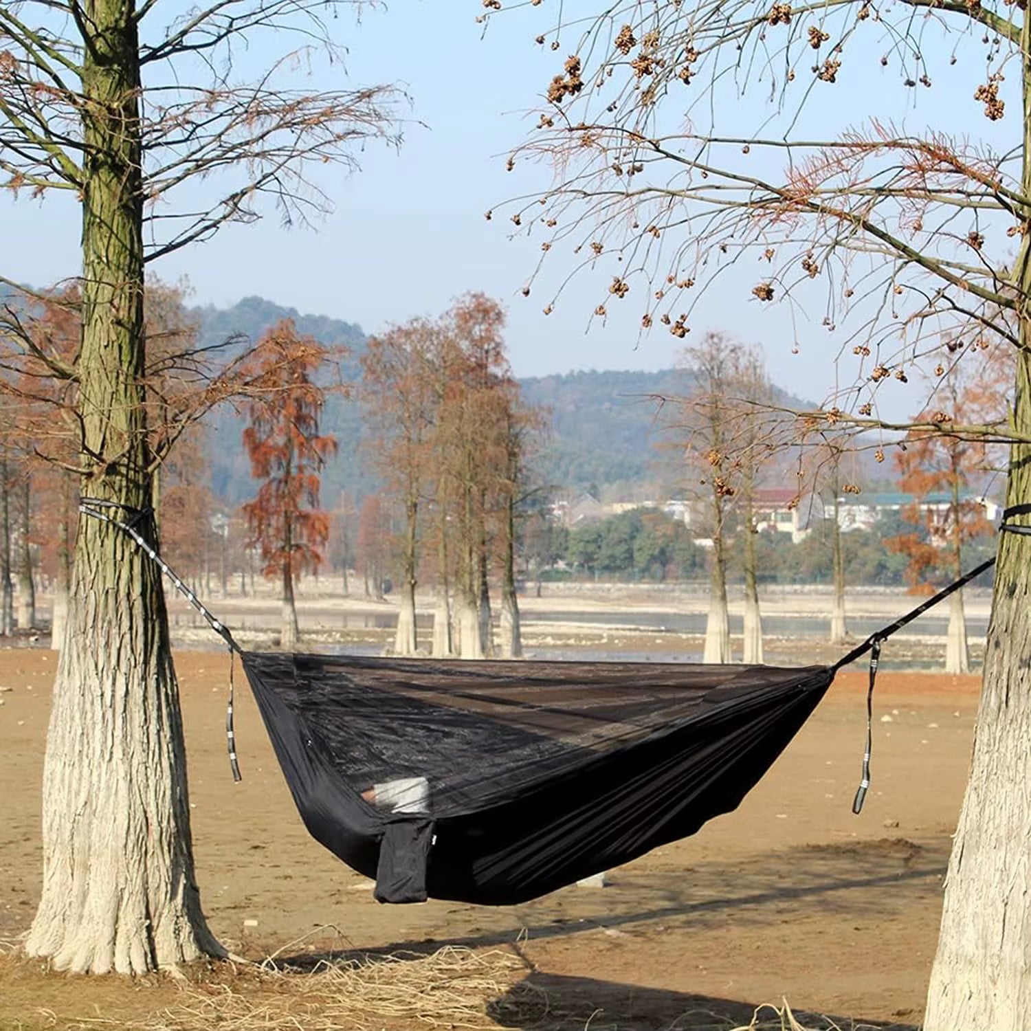 Lightweight Parachute Nylon Camping Hammock with Mosquito Net | Portable Backpacking & Travel Gear