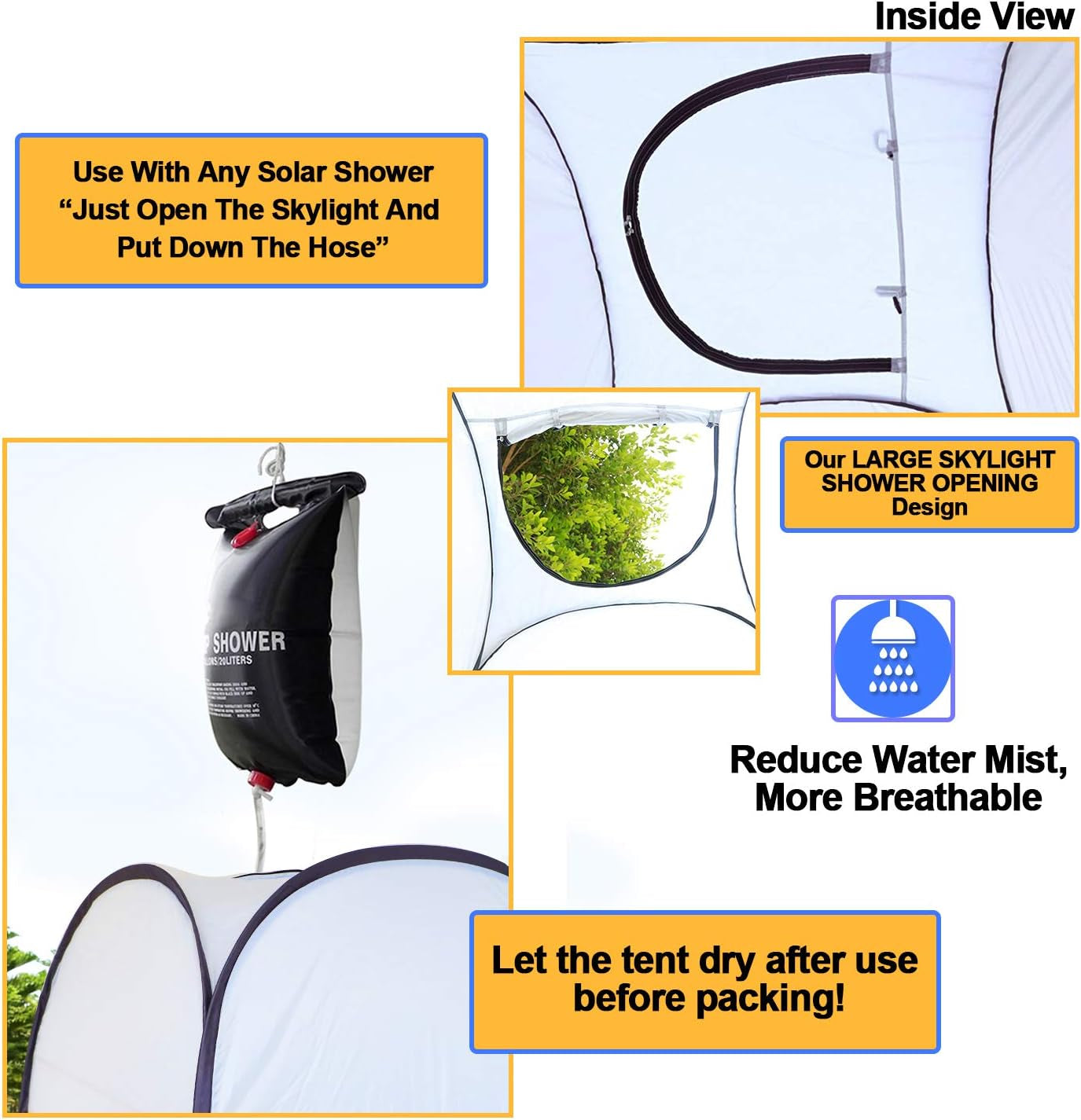 Extra Tall Pop-Up Privacy Tent - Portable Outdoor Shower & Changing Room for Camping - 6.5ft High Instant Shelter for Beach, Toilet & Dressing