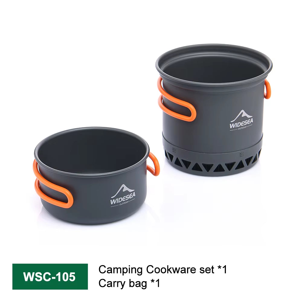 Hard Anodized Aluminum Camping Pot Set - 1.3L & 2.3L Lightweight Cookware - Heat-Resistant Travel Kitchen Utensils for Outdoor Cooking