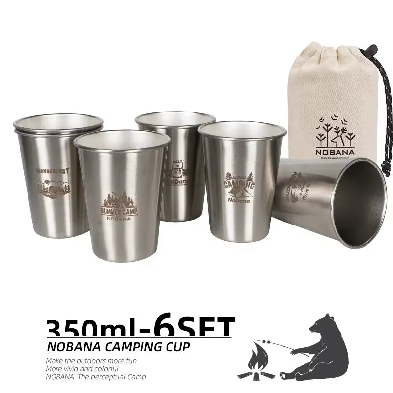 Premium 304 Stainless Steel Camping Cup Set - Portable Travel Coffee & Beer Cups for Outdoor Adventures - Available in 4, 6, or 8 Pieces