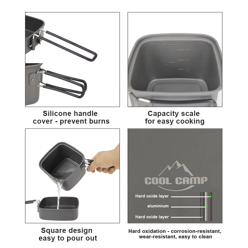 Versatile 2-in-1 Outdoor Camping Frying Pan & Cooking Pot - Lightweight Aluminum Alloy Set for Fishing, Hiking, and Riding Adventures