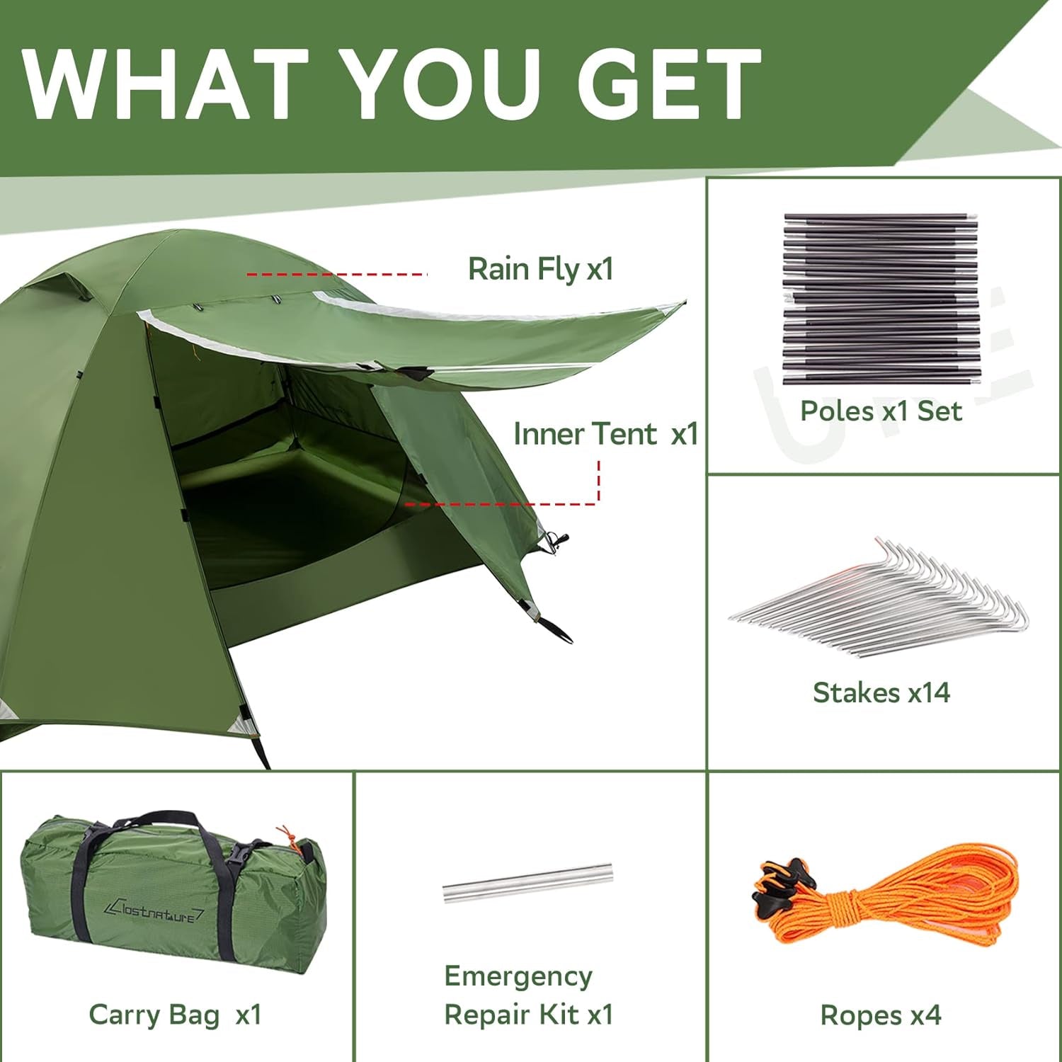 Ultralight 3-Season Backpacking Tent - 1/2/3/4/6 Person Waterproof Camping Shelter - Easy Setup Double Layer Tent for Family Hiking & Mountaineering