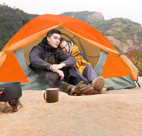 2 Person Lightweight Backpacking Tent - 3-Season Waterproof Double Layer Camping Tent with 2 Doors - Easy Setup for Couples & Mountaineering