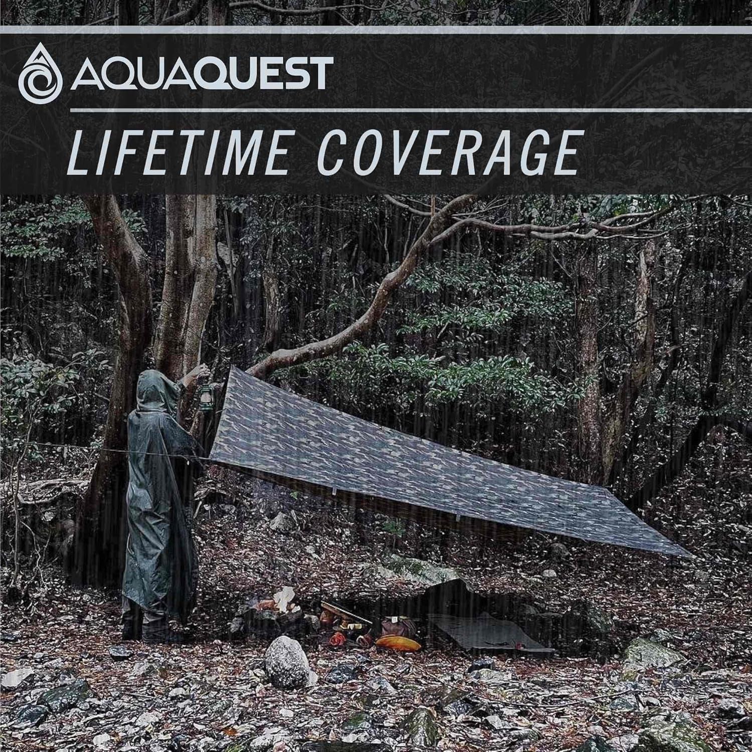 Ultimate Survival Tarp - 100% Waterproof (20,000mm) Heavy Duty Rain Fly - Seam-Taped Emergency Shelter for Bushcraft & Camping Defense
