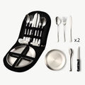 9-Piece Stainless Steel Camping Mess Kit | Portable Outdoor Picnic & Cooking Tableware Set