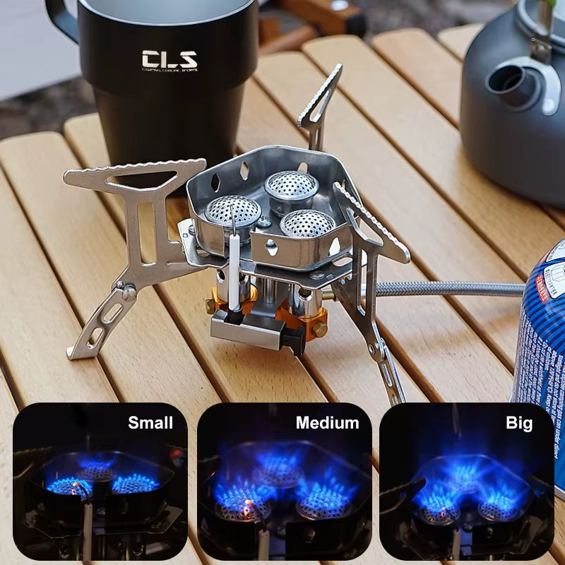 High-Efficiency 3-Burner Windproof Foldable Camping Stove